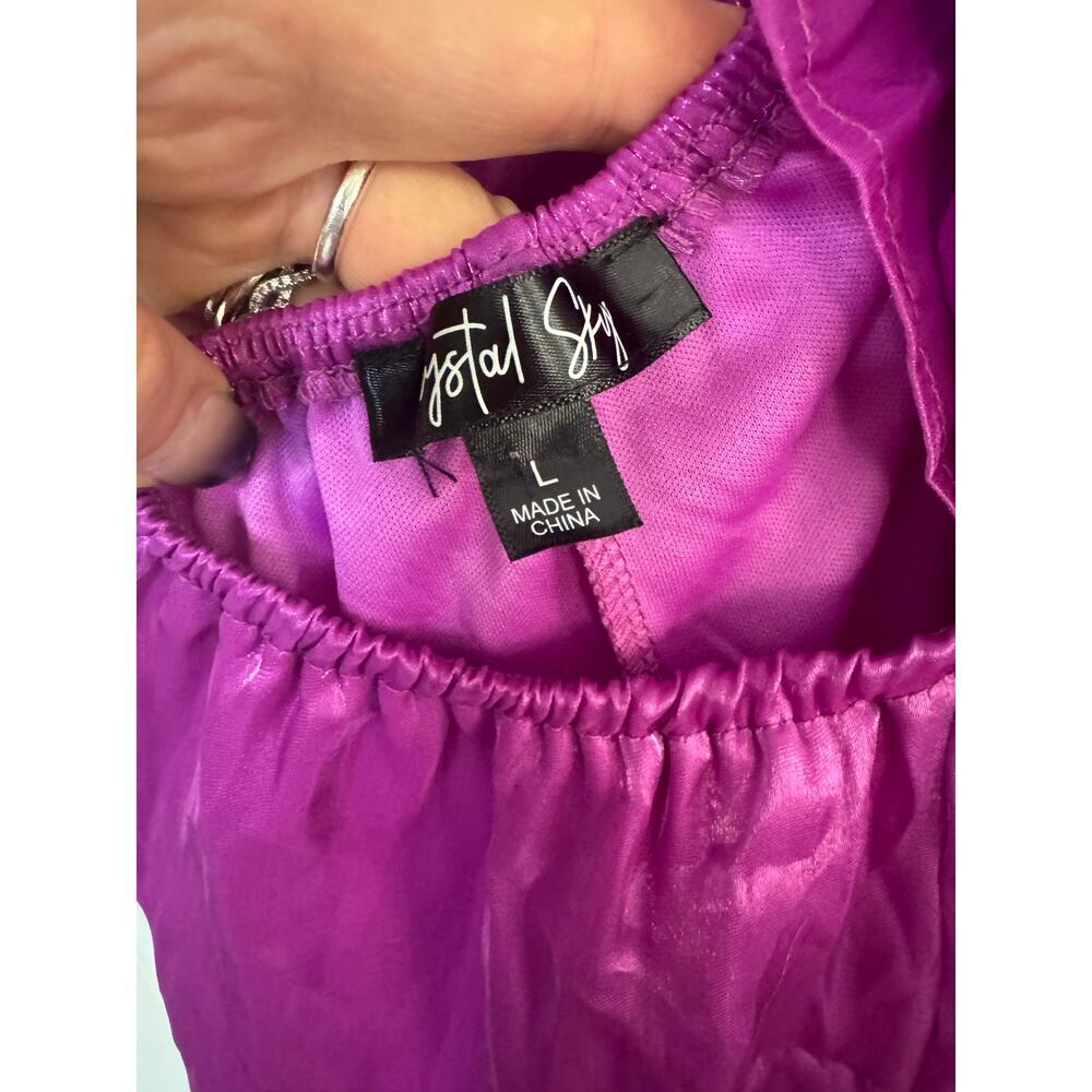 Crystal sky purple shiny cocktail dress size large - Picture 2 of 14
